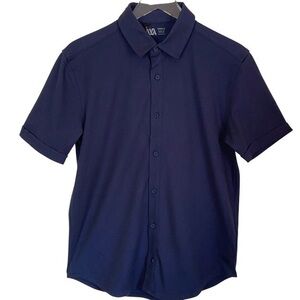 VRST Men’s Small Blue Button Down Shirt Short Sleeve Moisture Wicking Anti Odor